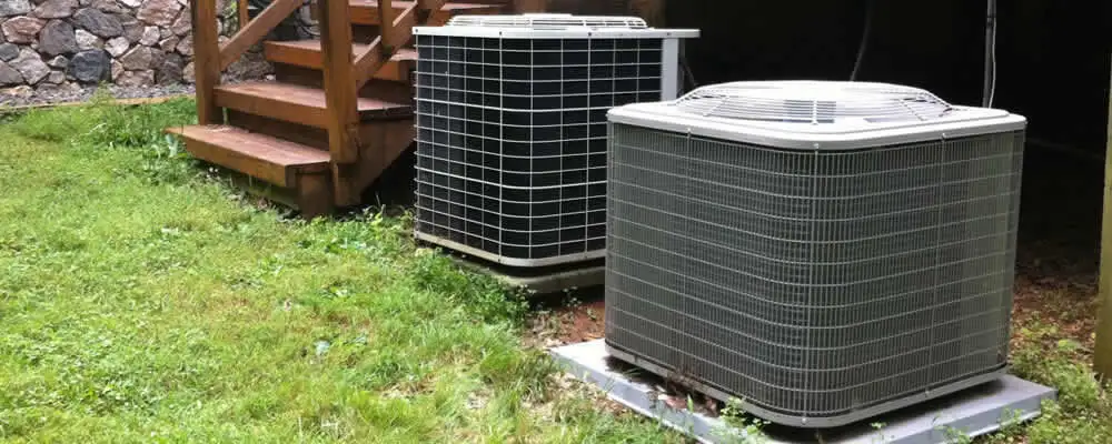 Heat pump installation and service units outside a home in Mesa, AZ